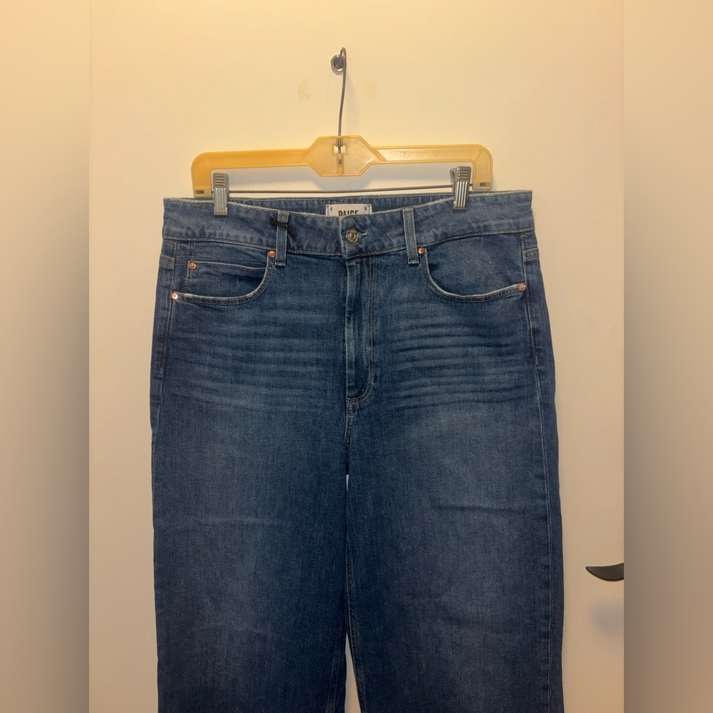 NWT Paige Sasha high-rise, wide leg jeans, medium wash 32 - Picture 5 of 14